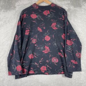 White Stag Floral Top Womens 2X Mock Neck Long Sleeve Stretch Blouse Rose Farm